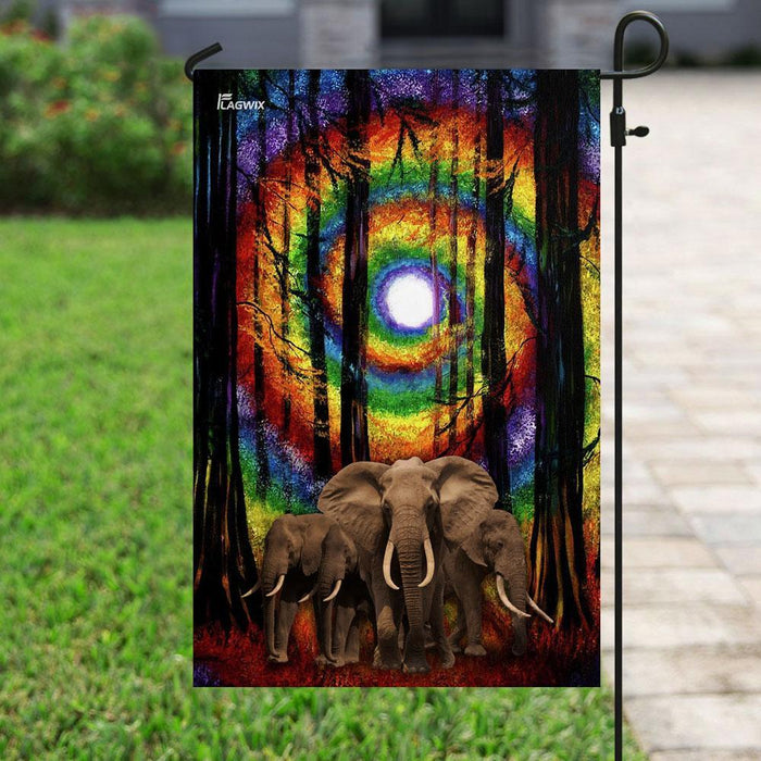 Elephant Buddha Sun Rainbow Chakra Flag | Garden Flag | Double Sided House Flag - GIFTCUSTOM