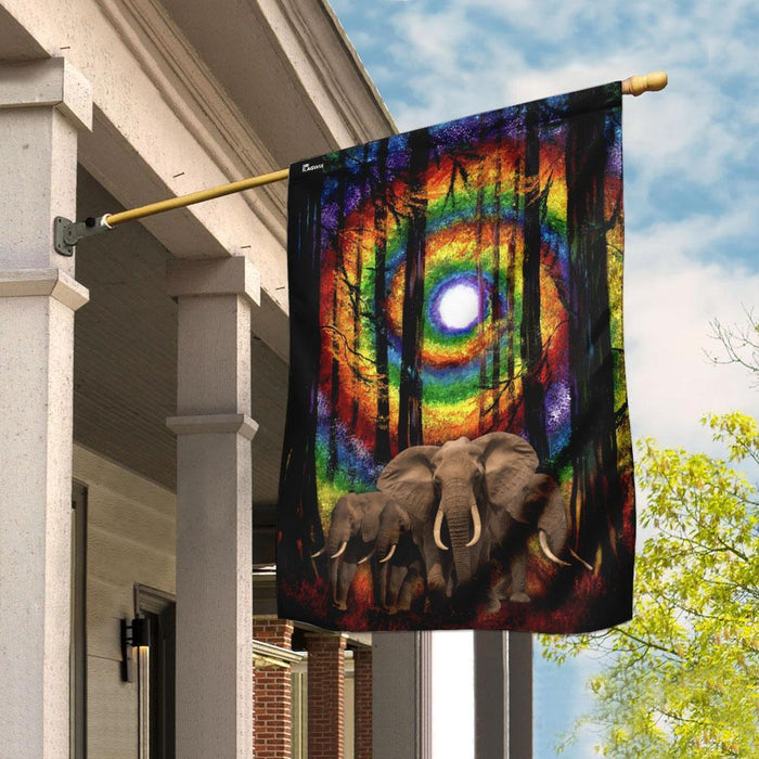 Elephant Buddha Sun Rainbow Chakra Flag | Garden Flag | Double Sided House Flag - GIFTCUSTOM
