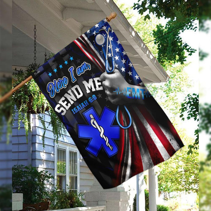 EMT Here I Am Send Me Flag | Garden Flag | Double Sided House Flag - GIFTCUSTOM