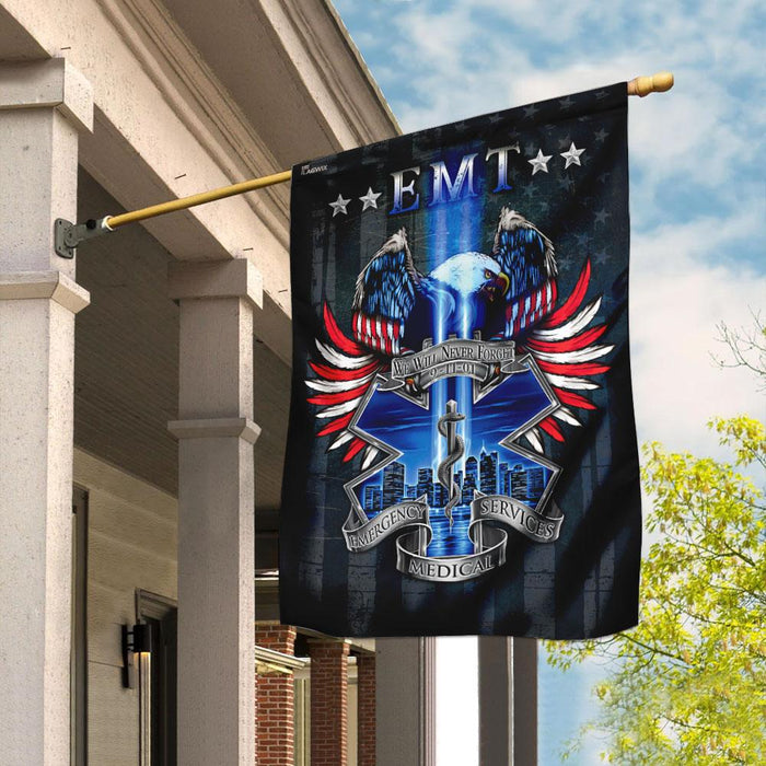 EMT We Will Never Forget 9/11 Flag | Garden Flag | Double Sided House Flag - GIFTCUSTOM