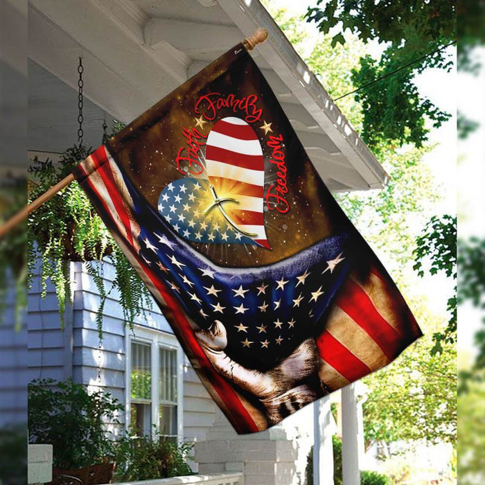 Faith Family Freedom American Flag | Garden Flag | Double Sided House Flag - GIFTCUSTOM