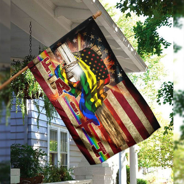 Faith In America LGBT Flag | Garden Flag | Double Sided House Flag - GIFTCUSTOM