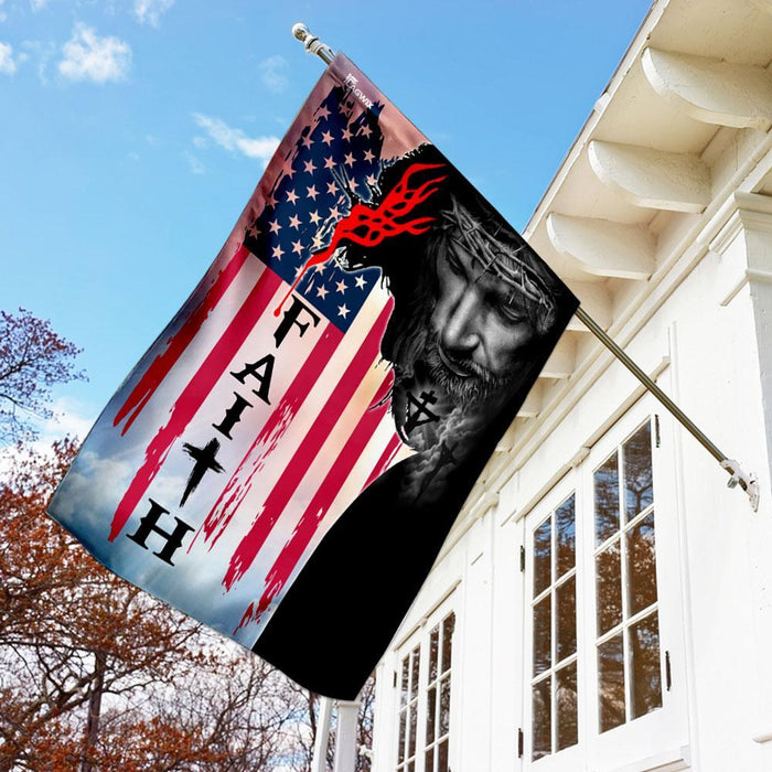 Faith Jesus Christ American Flag | Garden Flag | Double Sided House Flag - GIFTCUSTOM