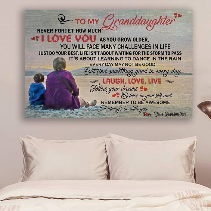 Family Canvas and Poster ��� Grandmother to granddaughter ��� Laugh, love, live vs2 wall decor visual art - GIFTCUSTOM