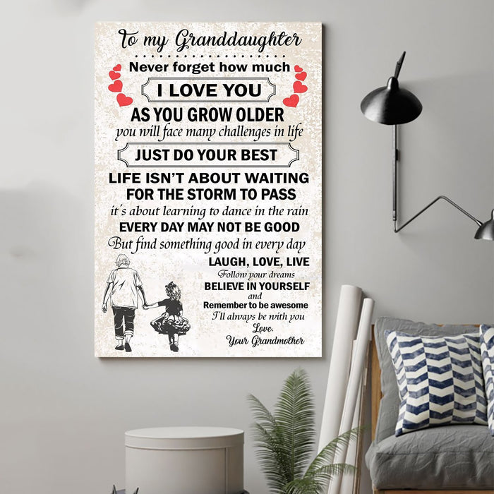 Family Canvas and Poster ��� Grandmother to granddaughter ��� Laugh, love, live vs3 wall decor visual art - GIFTCUSTOM