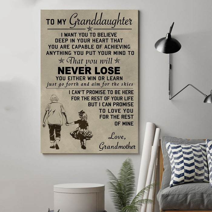 family Canvas and Poster ��� grandmother to granddaughter ��� never lose wall decor visual art - GIFTCUSTOM