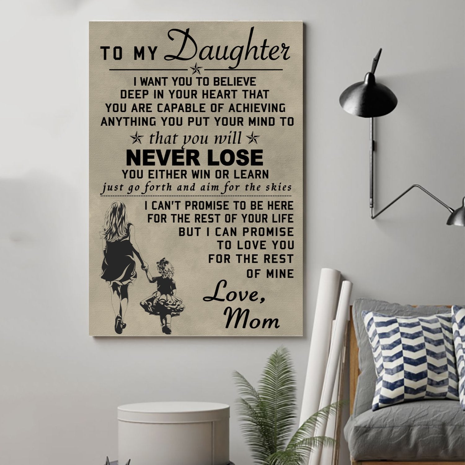 Family Canvas and Poster ��� Mom to daughter ��� Never lose wall decor visual art - GIFTCUSTOM