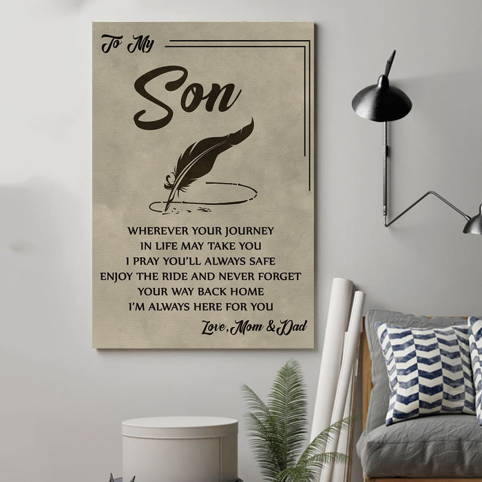 family Canvas and Poster ��� mom&dad to son ��� wherever your journey wall decor visual art - GIFTCUSTOM