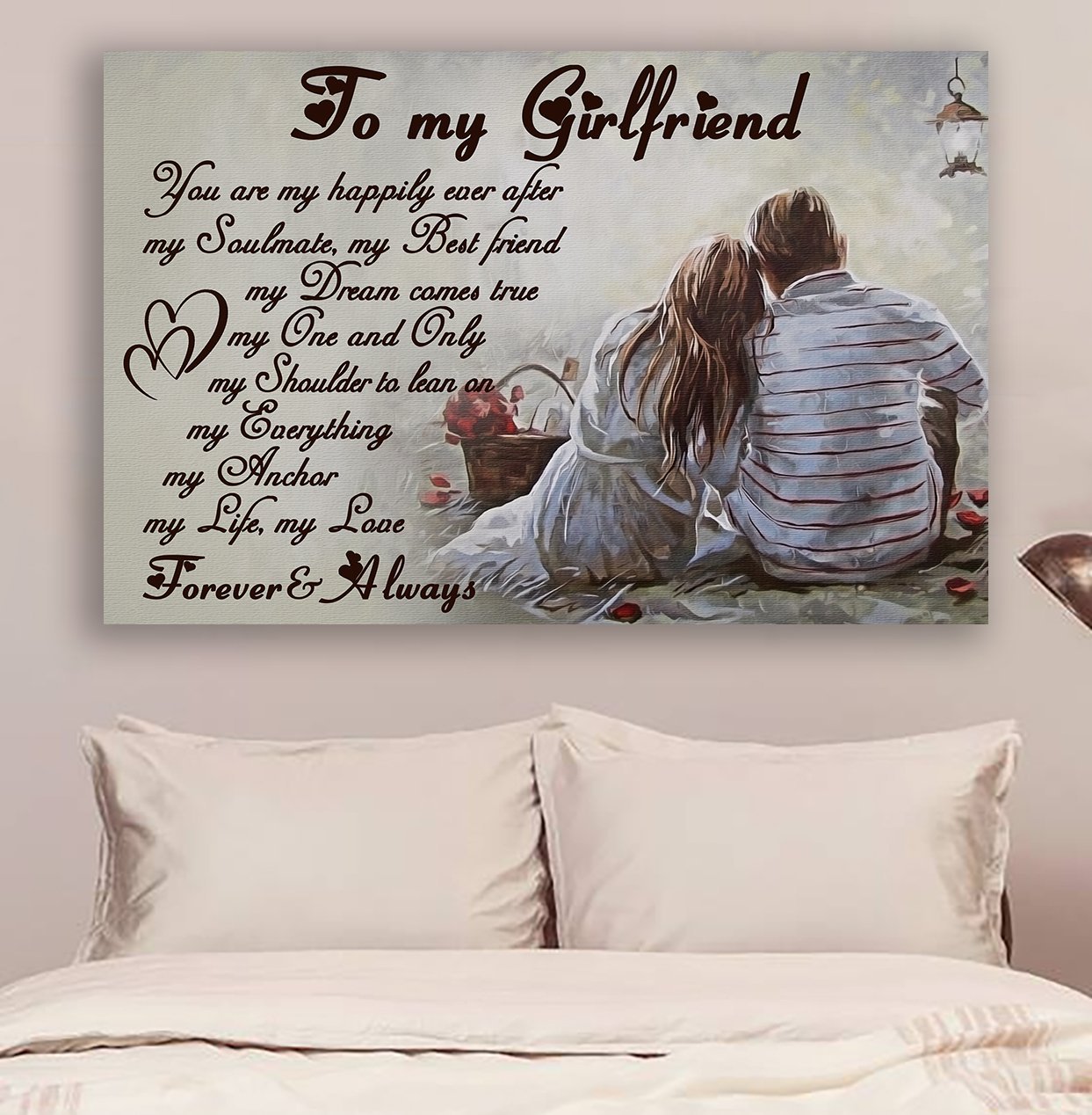 Family Canvas and Poster ��� To my girlfriend ��� You are my happily ever wall decor visual art - GIFTCUSTOM