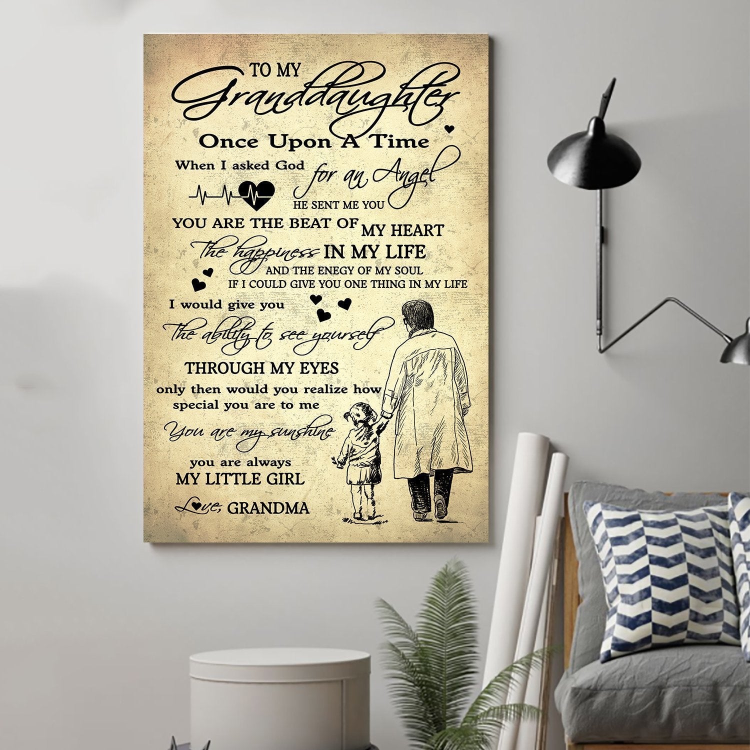 Family Canvas and Poster ��� To my granddaughter ��� Once upon a time wall decor visual art - GIFTCUSTOM