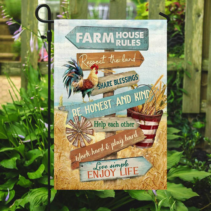 Farm House Rules Flag | Garden Flag | Double Sided House Flag - GIFTCUSTOM