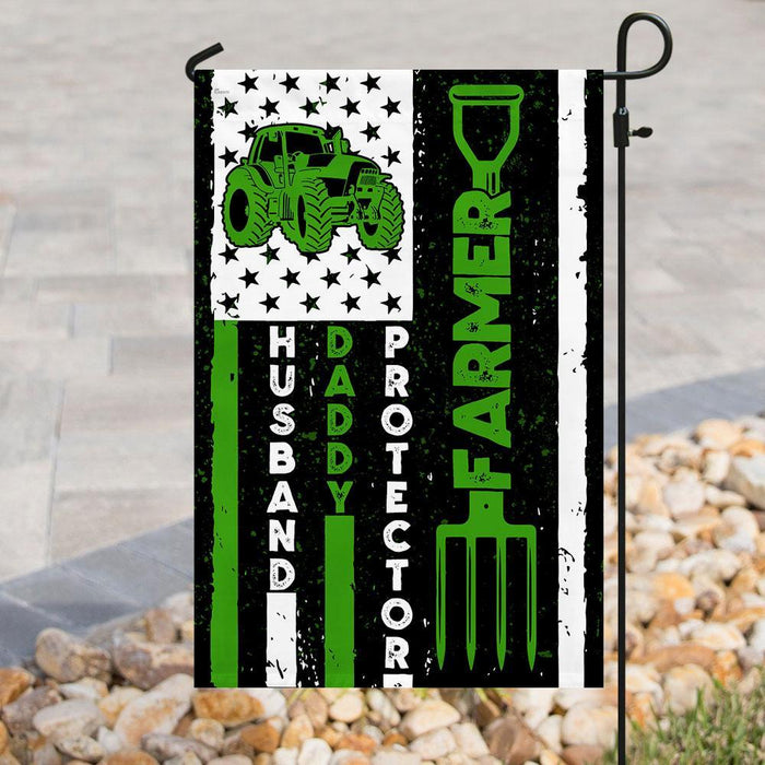 Farmer Husband Daddy Protector Flag | Garden Flag | Double Sided House Flag - GIFTCUSTOM
