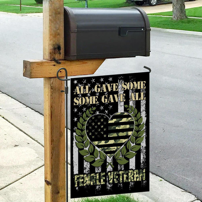 Female Veteran All Gave Some, Some Gave All Flag | Garden Flag | Double Sided House Flag - GIFTCUSTOM