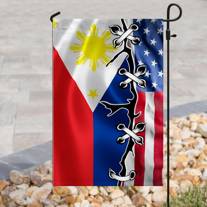 Filipino American Flag | Garden Flag | Double Sided House Flag - GIFTCUSTOM