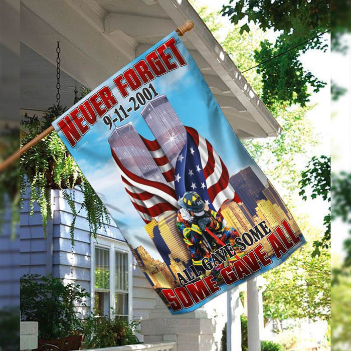 Firefighter 343. Never Forget 9-11-2001 Flag | Garden Flag | Double Sided House Flag - GIFTCUSTOM