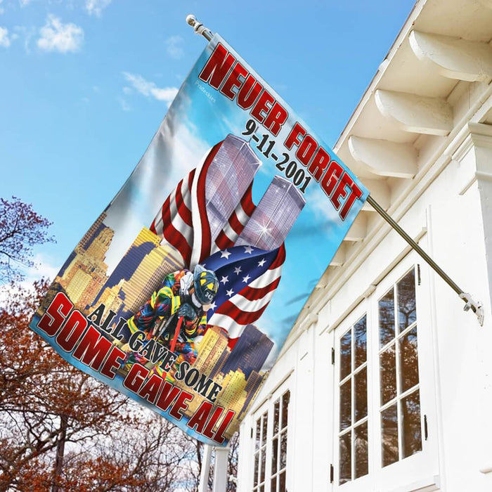 Firefighter 343. Never Forget 9-11-2001 Flag | Garden Flag | Double Sided House Flag - GIFTCUSTOM