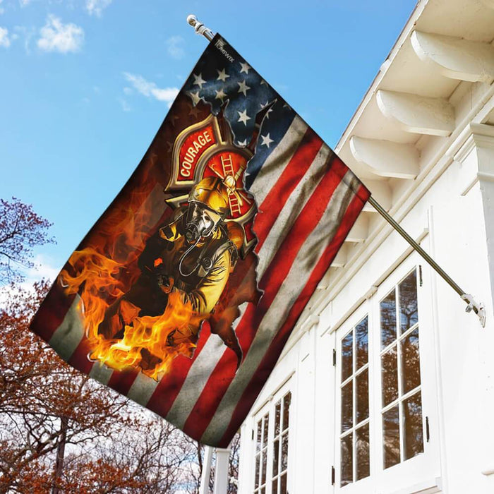 Firefighter American U.S. Flag | Garden Flag | Double Sided House Flag - GIFTCUSTOM