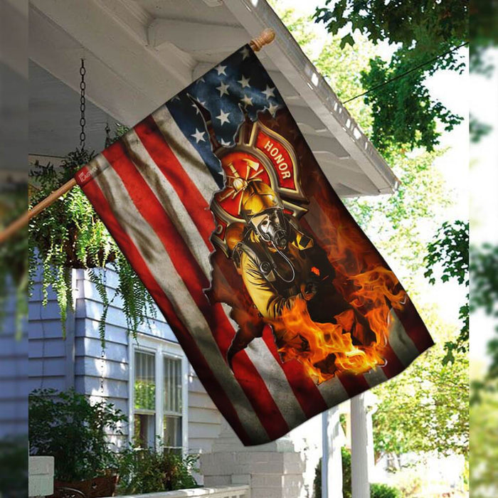 Firefighter American U.S. Flag | Garden Flag | Double Sided House Flag - GIFTCUSTOM