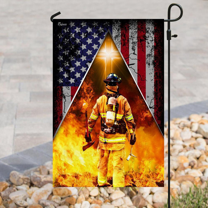 Firefighter American US Flag | Garden Flag | Double Sided House Flag - GIFTCUSTOM