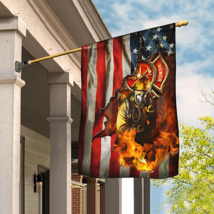 Firefighter American U.S. Flag | Garden Flag | Double Sided House Flag - GIFTCUSTOM