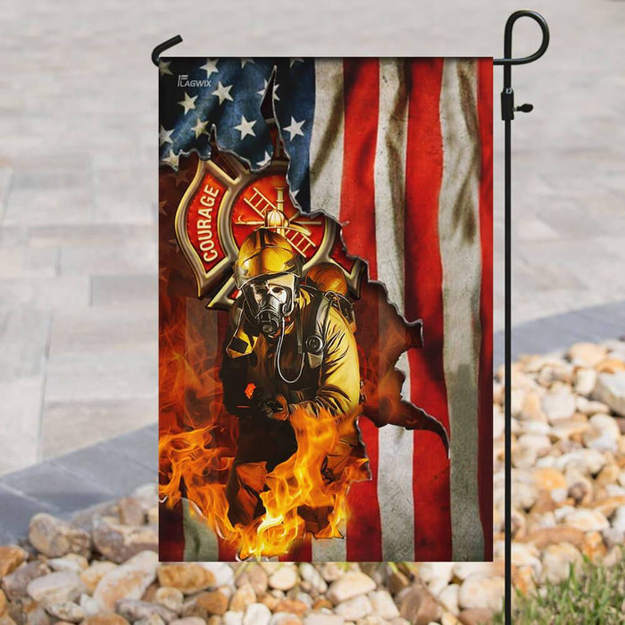 Firefighter American U.S. Flag | Garden Flag | Double Sided House Flag - GIFTCUSTOM