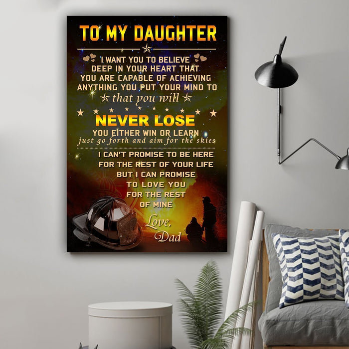 Firefighter Canvas and Poster ��� Dad to daughter ��� Never lose wall decor visual art - GIFTCUSTOM