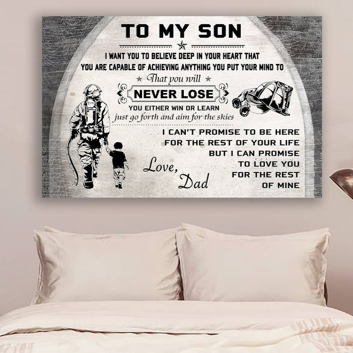 Firefighter Canvas and Poster | Dad to son | Never lose | wall decor visual art - GIFTCUSTOM