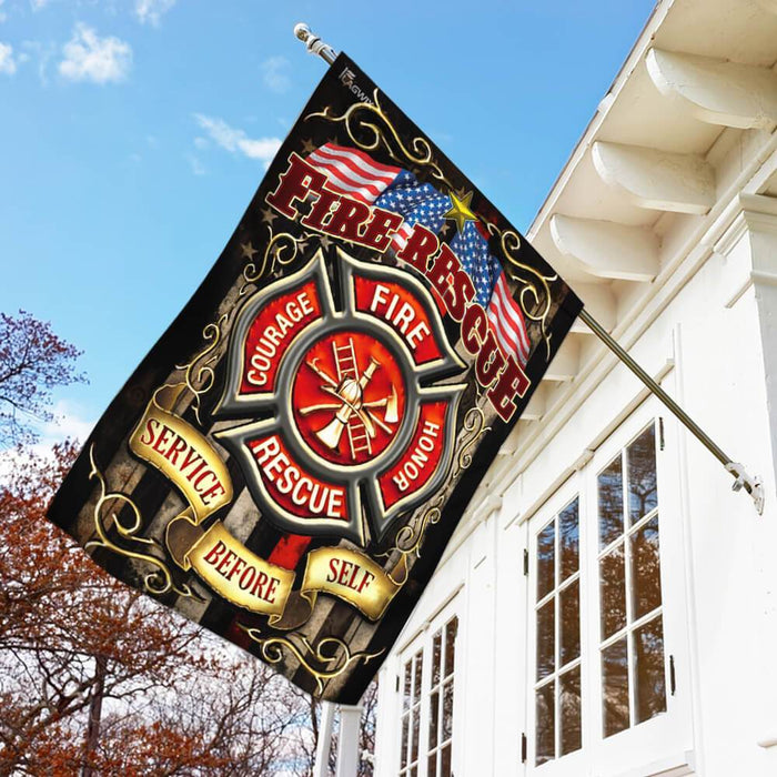 Firefighter Fire Rescue Flag Flag | Garden Flag | Double Sided House Flag - GIFTCUSTOM