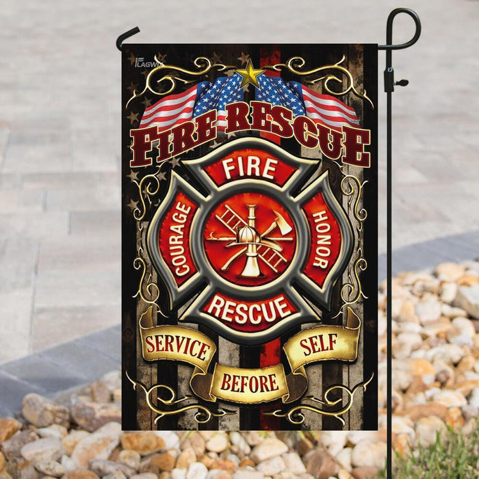 Firefighter Fire Rescue Flag Flag | Garden Flag | Double Sided House Flag - GIFTCUSTOM