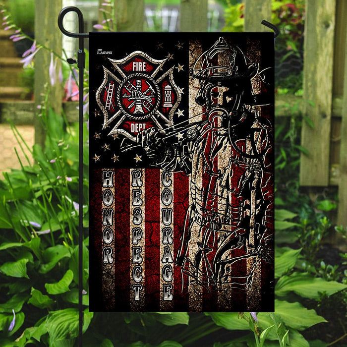 Firefighter. Honor, Respect, Courage Flag | Garden Flag | Double Sided House Flag - GIFTCUSTOM