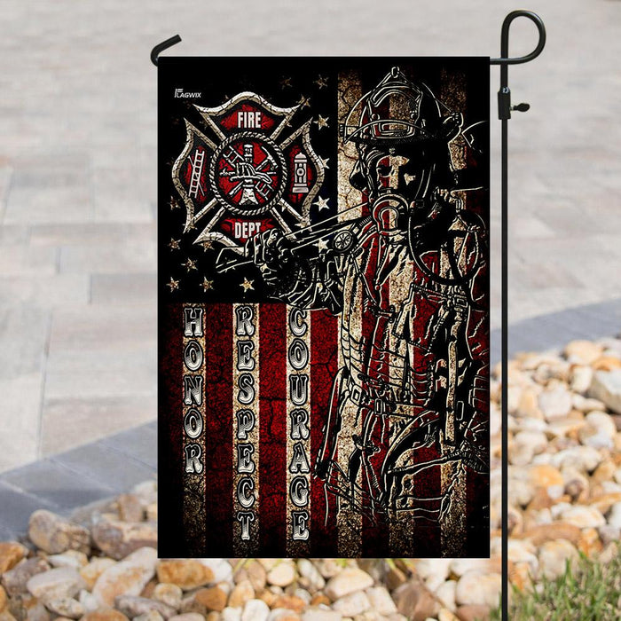 Firefighter. Honor, Respect, Courage Flag | Garden Flag | Double Sided House Flag - GIFTCUSTOM
