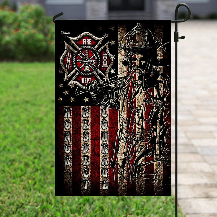 Firefighter. Honor, Respect, Courage Flag | Garden Flag | Double Sided House Flag - GIFTCUSTOM