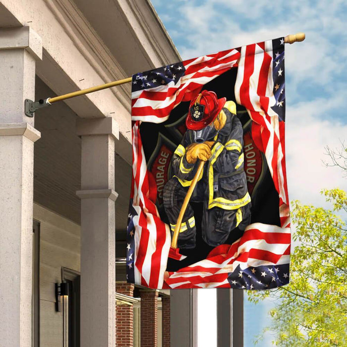 Firefighter I Have Earned It With My Blood, Sweat And Tears Flag | Garden Flag | Double Sided House Flag - GIFTCUSTOM