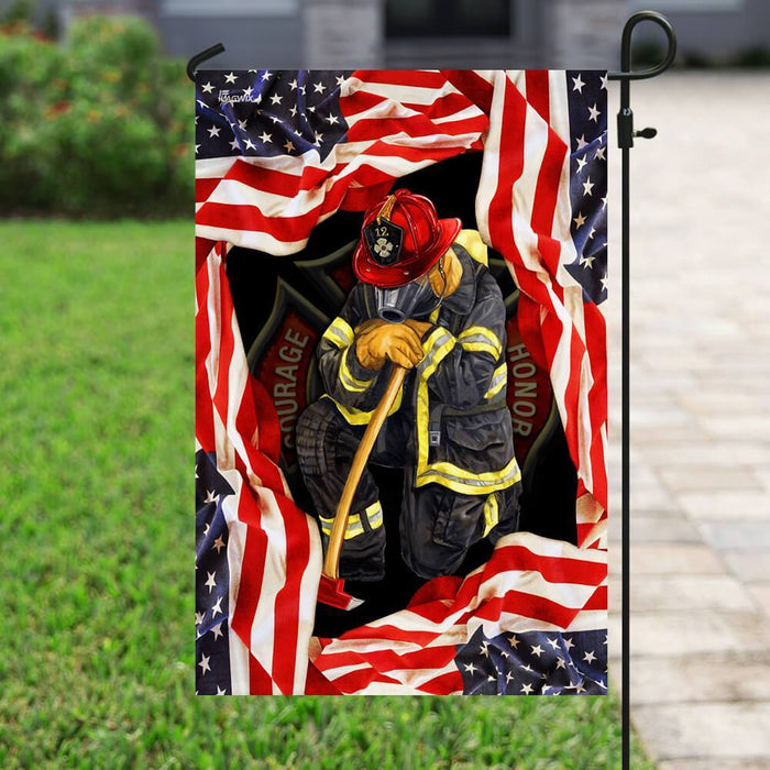 Firefighter I Have Earned It With My Blood, Sweat And Tears Flag | Garden Flag | Double Sided House Flag - GIFTCUSTOM