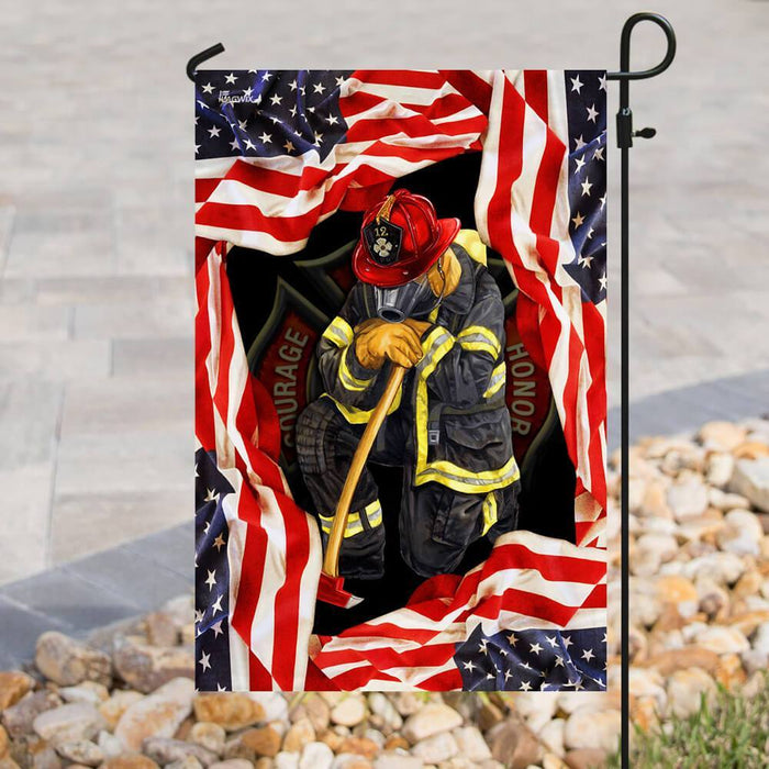 Firefighter I Have Earned It With My Blood, Sweat And Tears Flag | Garden Flag | Double Sided House Flag - GIFTCUSTOM