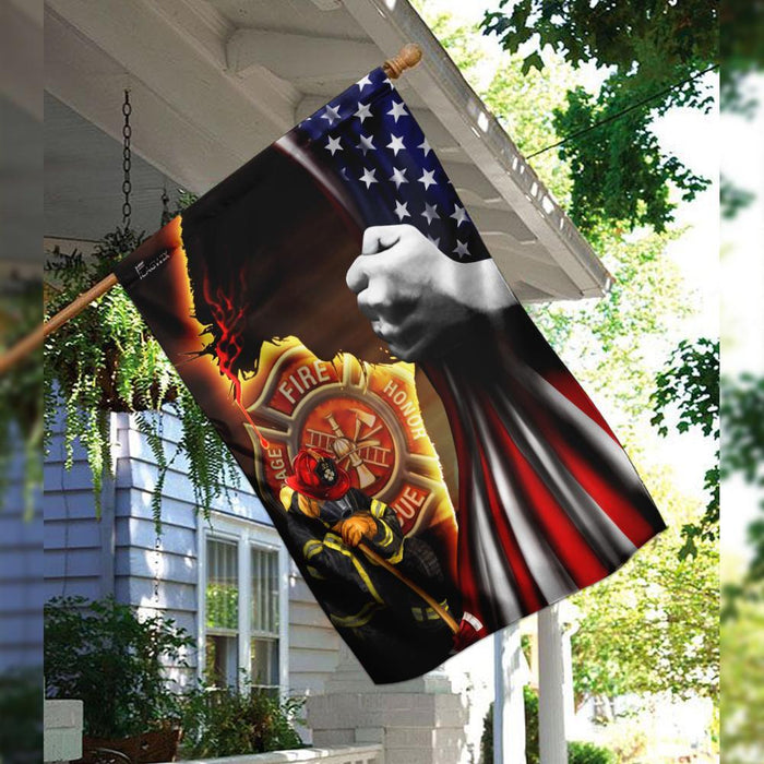 Firefighter Jesus Christian American Flag | Garden Flag | Double Sided House Flag - GIFTCUSTOM