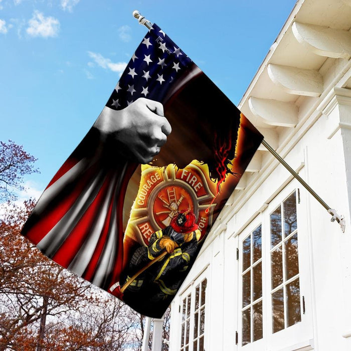 Firefighter Jesus Christian American Flag | Garden Flag | Double Sided House Flag - GIFTCUSTOM