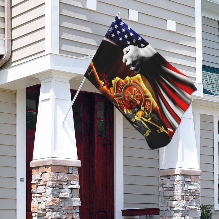 Firefighter Jesus Christian American Flag | Garden Flag | Double Sided House Flag - GIFTCUSTOM