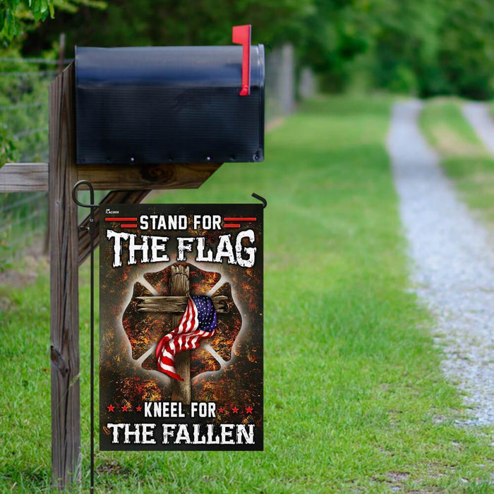 Firefighter Stand For The Flag Kneel For The Fallen Flag | Garden Flag | Double Sided House Flag - GIFTCUSTOM