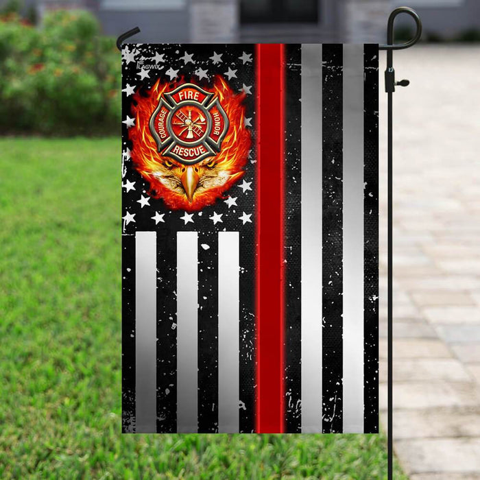 Firefighter. The Thin Red Line Flag | Garden Flag | Double Sided House Flag - GIFTCUSTOM