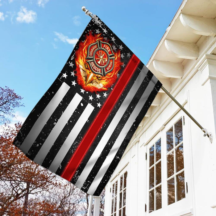 Firefighter. The Thin Red Line Flag | Garden Flag | Double Sided House Flag - GIFTCUSTOM