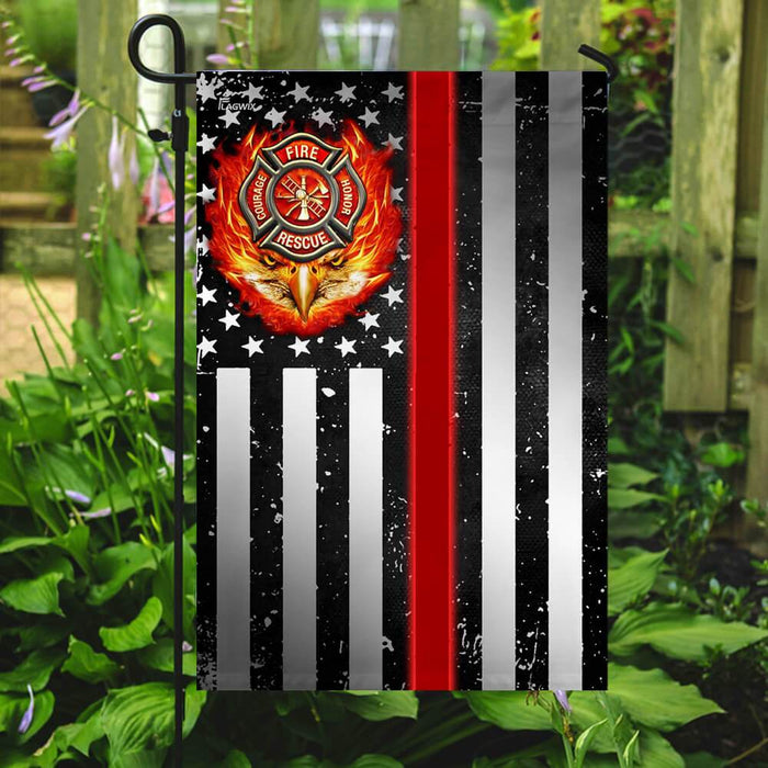 Firefighter. The Thin Red Line Flag | Garden Flag | Double Sided House Flag - GIFTCUSTOM