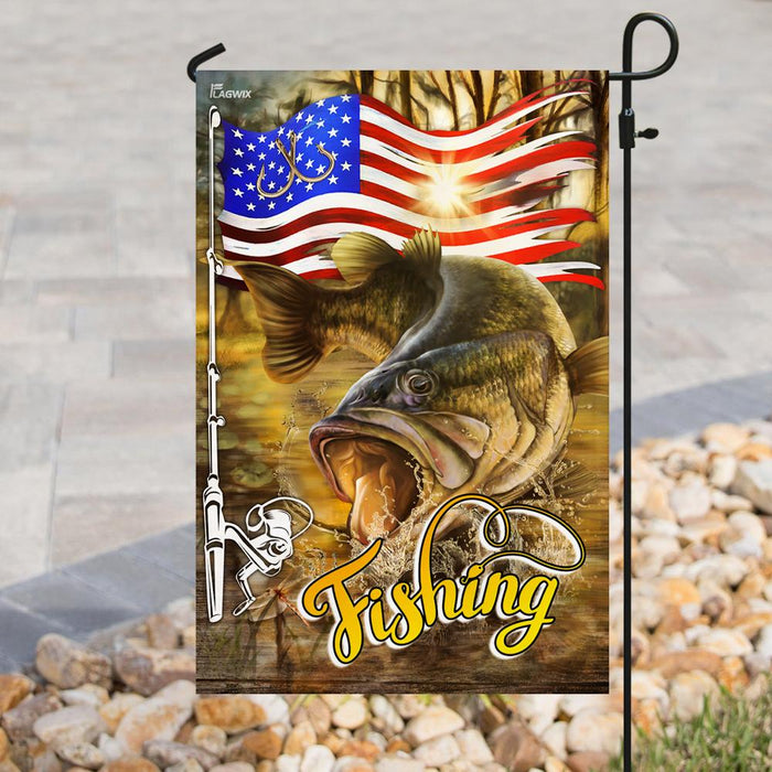 Fishing American Flag | Garden Flag | Double Sided House Flag - GIFTCUSTOM