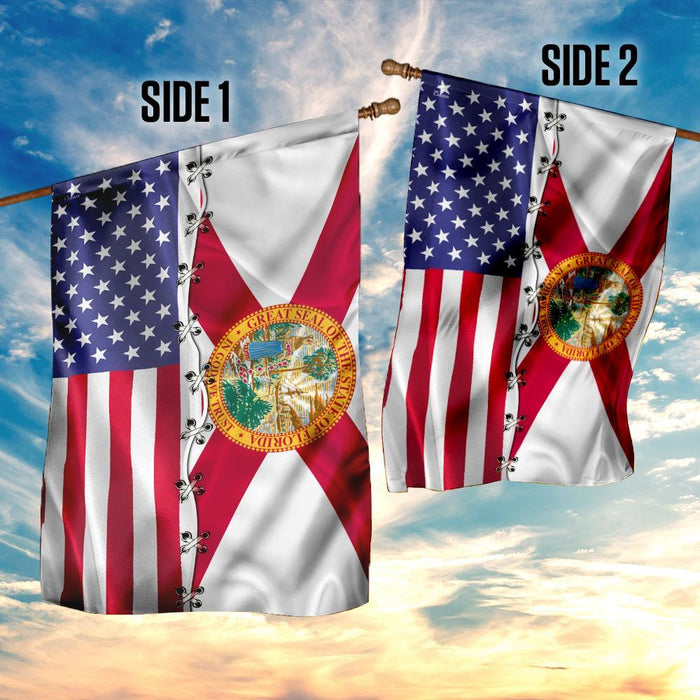 Florida & American Flag | Garden Flag | Double Sided House Flag - GIFTCUSTOM