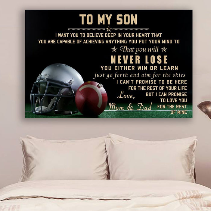 Football Canvas and Poster | dad and mom to son | never lose | wall decor visual art - GIFTCUSTOM