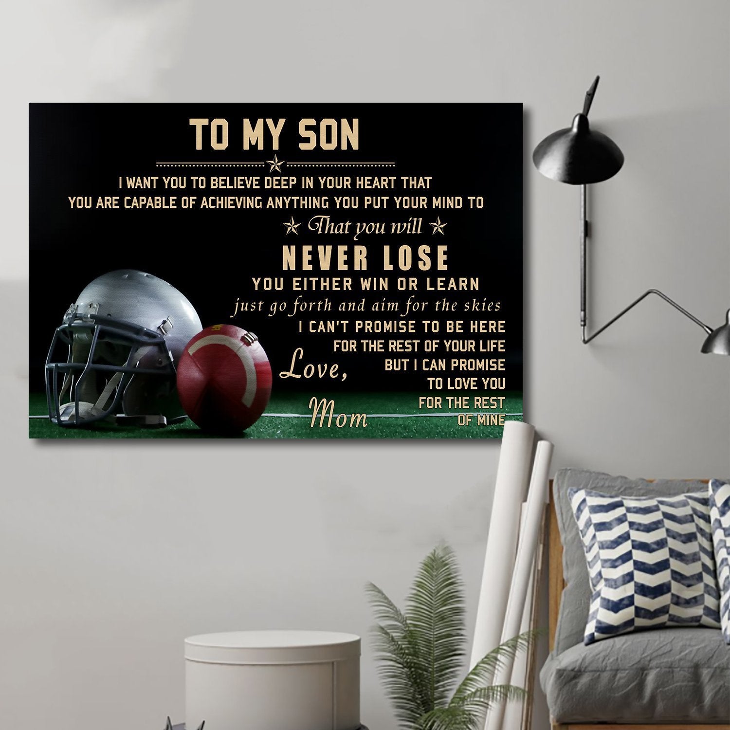 Football Canvas and Poster ��� mom to son ��� never lose wall decor visual art - GIFTCUSTOM
