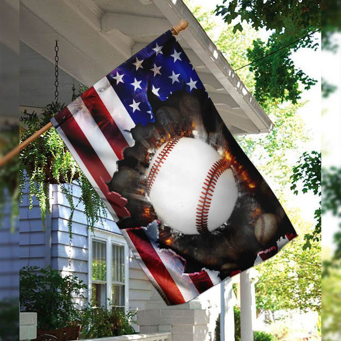 Fourth Of July Baseball Flag | Garden Flag | Double Sided House Flag - GIFTCUSTOM