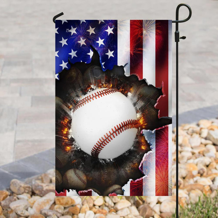 Fourth Of July Baseball Flag | Garden Flag | Double Sided House Flag - GIFTCUSTOM