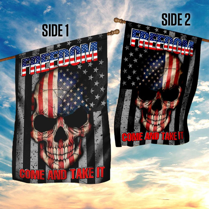 Freedom Come And Take It Skull Flag | Garden Flag | Double Sided House Flag - GIFTCUSTOM