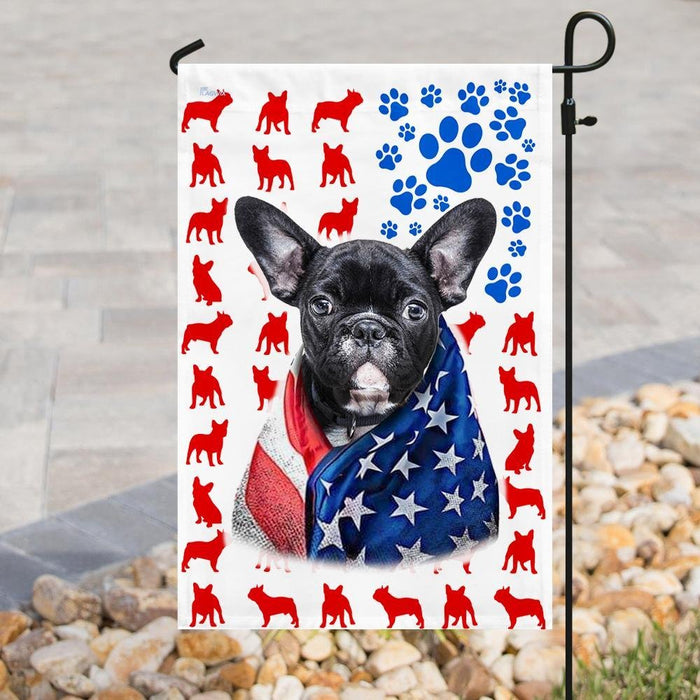 Frenchies American Flag | Garden Flag | Double Sided House Flag - GIFTCUSTOM